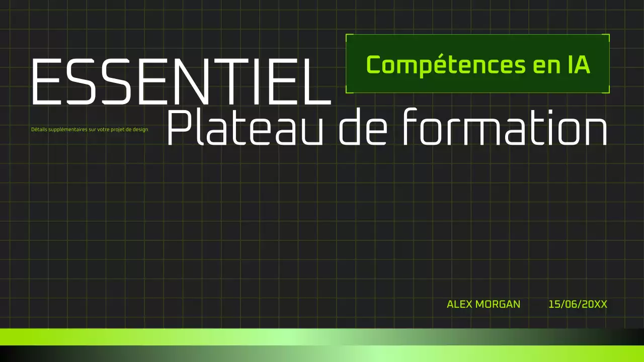 Présentation du cours d'IA moderne en noir et vert