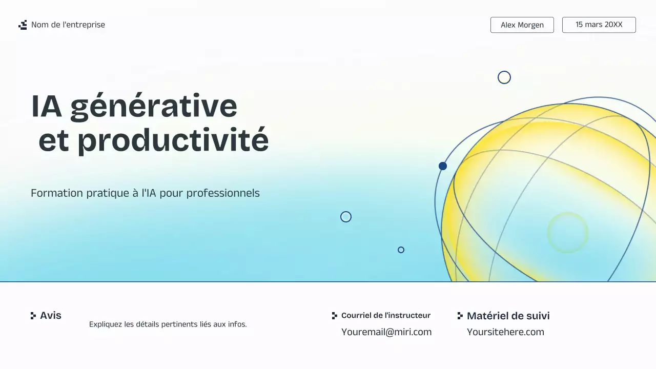 Présentation de cours sur l'IA bleue et jaune