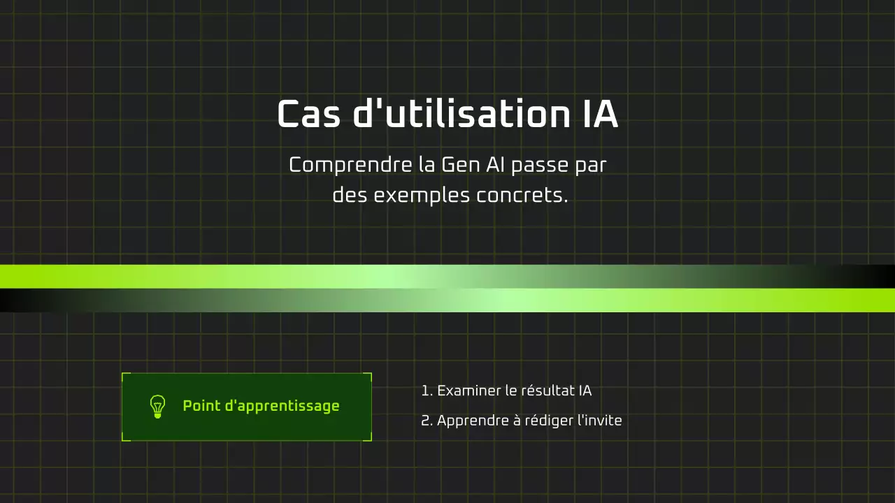 Présentation du cours d'IA moderne en noir et vert