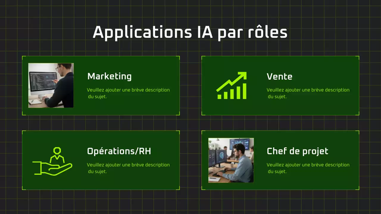 Présentation du cours d'IA moderne en noir et vert