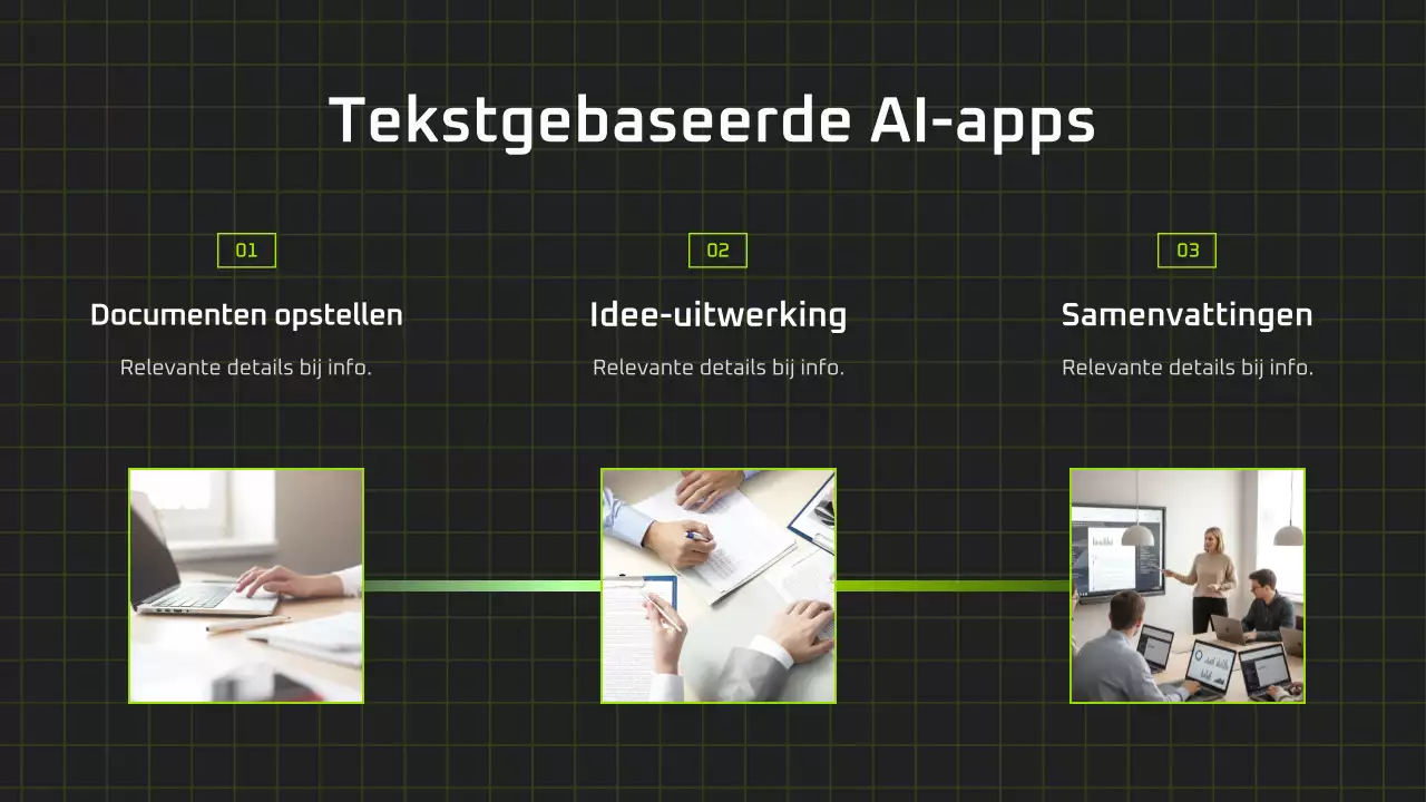 Presentatie van een moderne AI-cursus in zwart-groen