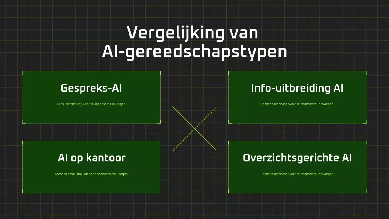Presentatie van een moderne AI-cursus in zwart-groen