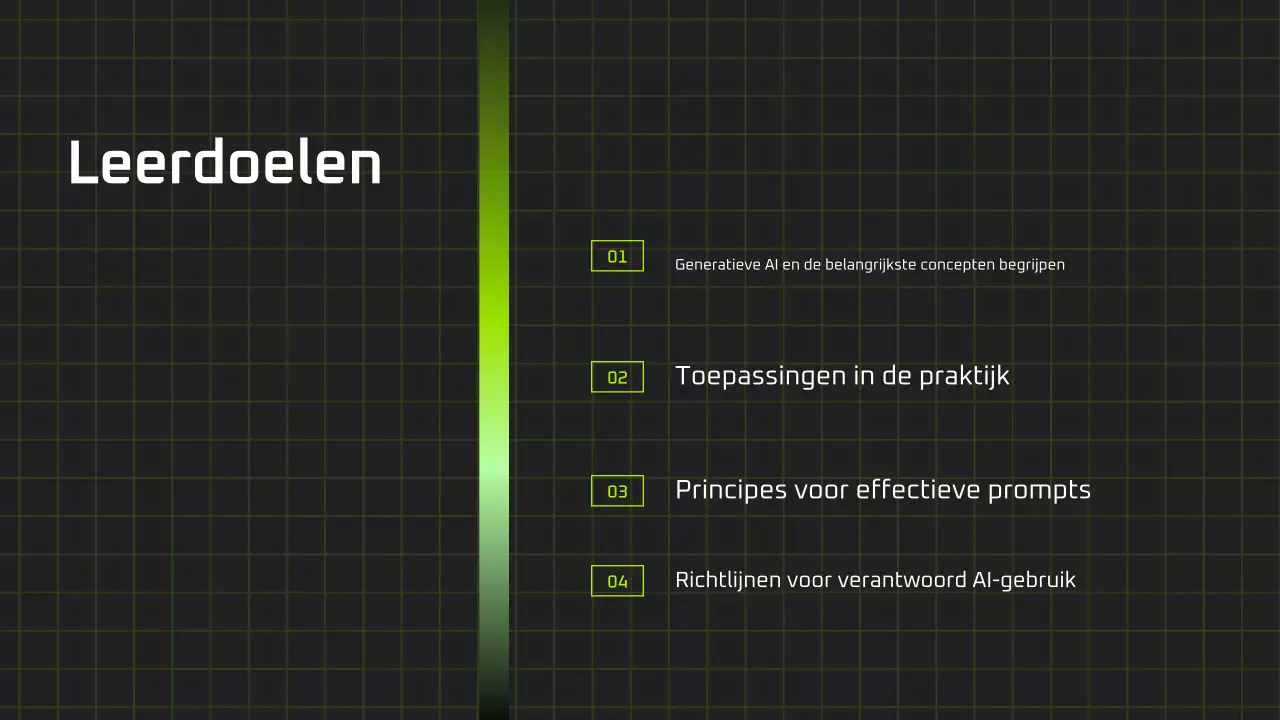 Presentatie van een moderne AI-cursus in zwart-groen