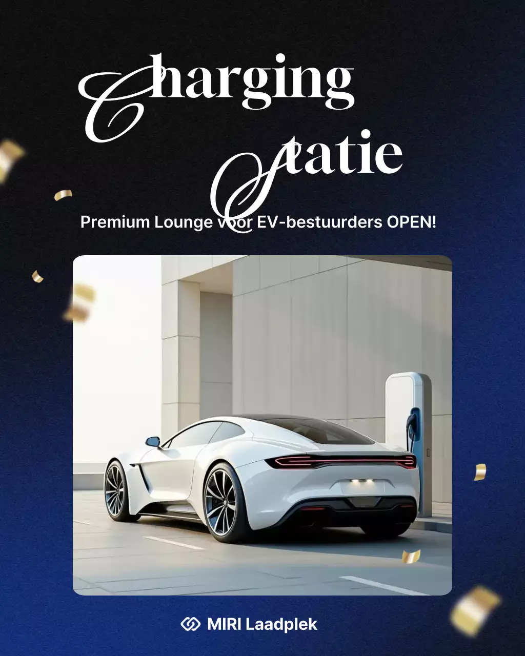 Promotie van een modern blauw laadstation voor elektrische voertuigen