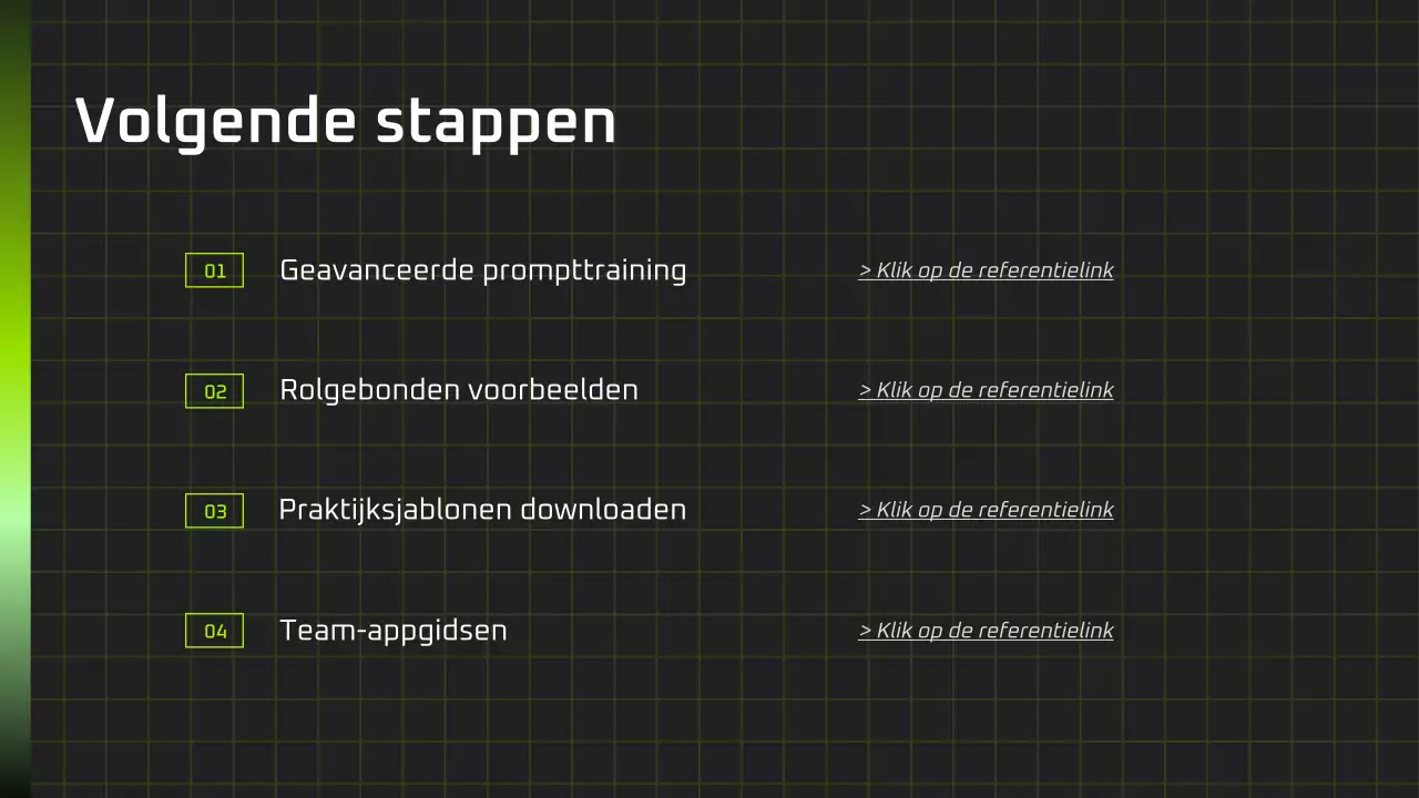 Presentatie van een moderne AI-cursus in zwart-groen