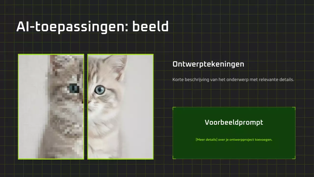 Presentatie van een moderne AI-cursus in zwart-groen