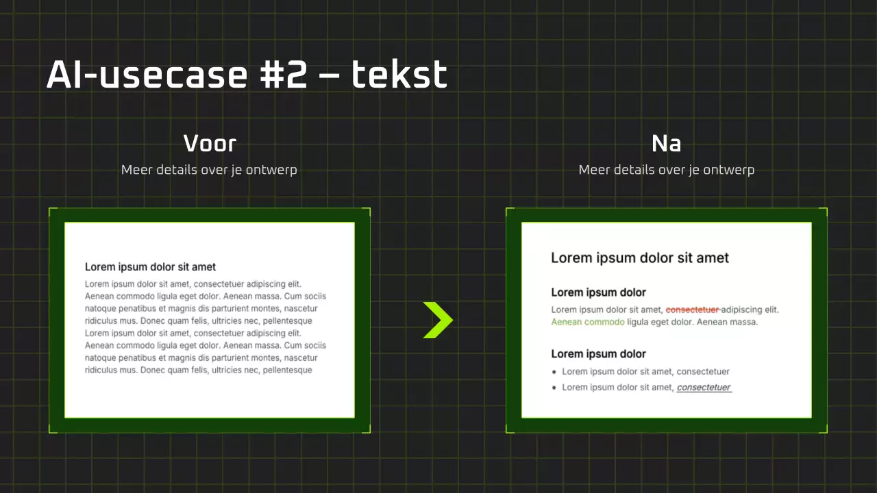 Presentatie van een moderne AI-cursus in zwart-groen