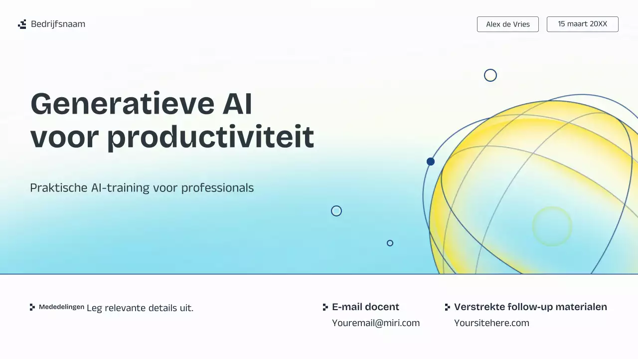 Blauw en geel AI-lezingpresentatie