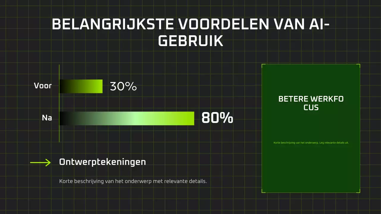 Presentatie van een moderne AI-cursus in zwart-groen