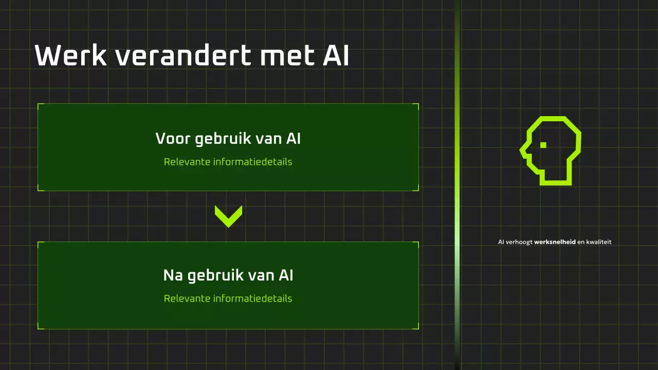 Presentatie van een moderne AI-cursus in zwart-groen