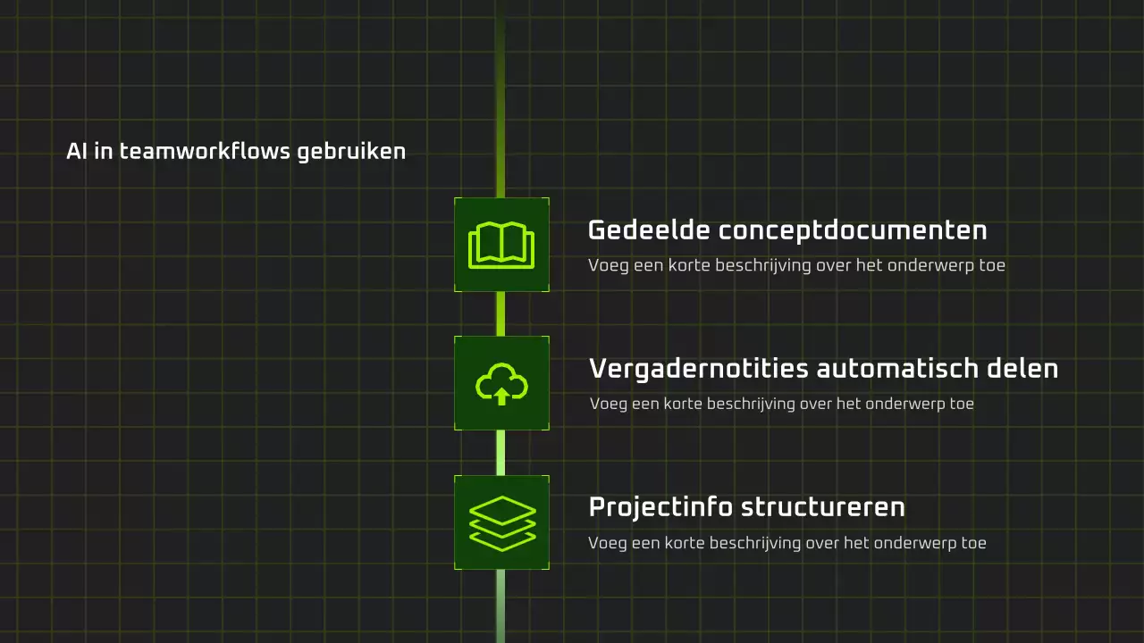 Presentatie van een moderne AI-cursus in zwart-groen