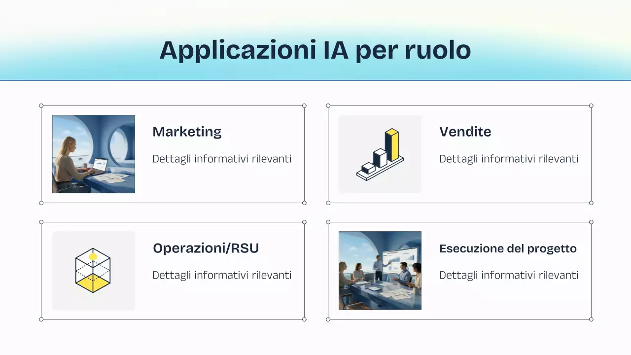 Presentazione della lezione sull'intelligenza artificiale blu e gialla