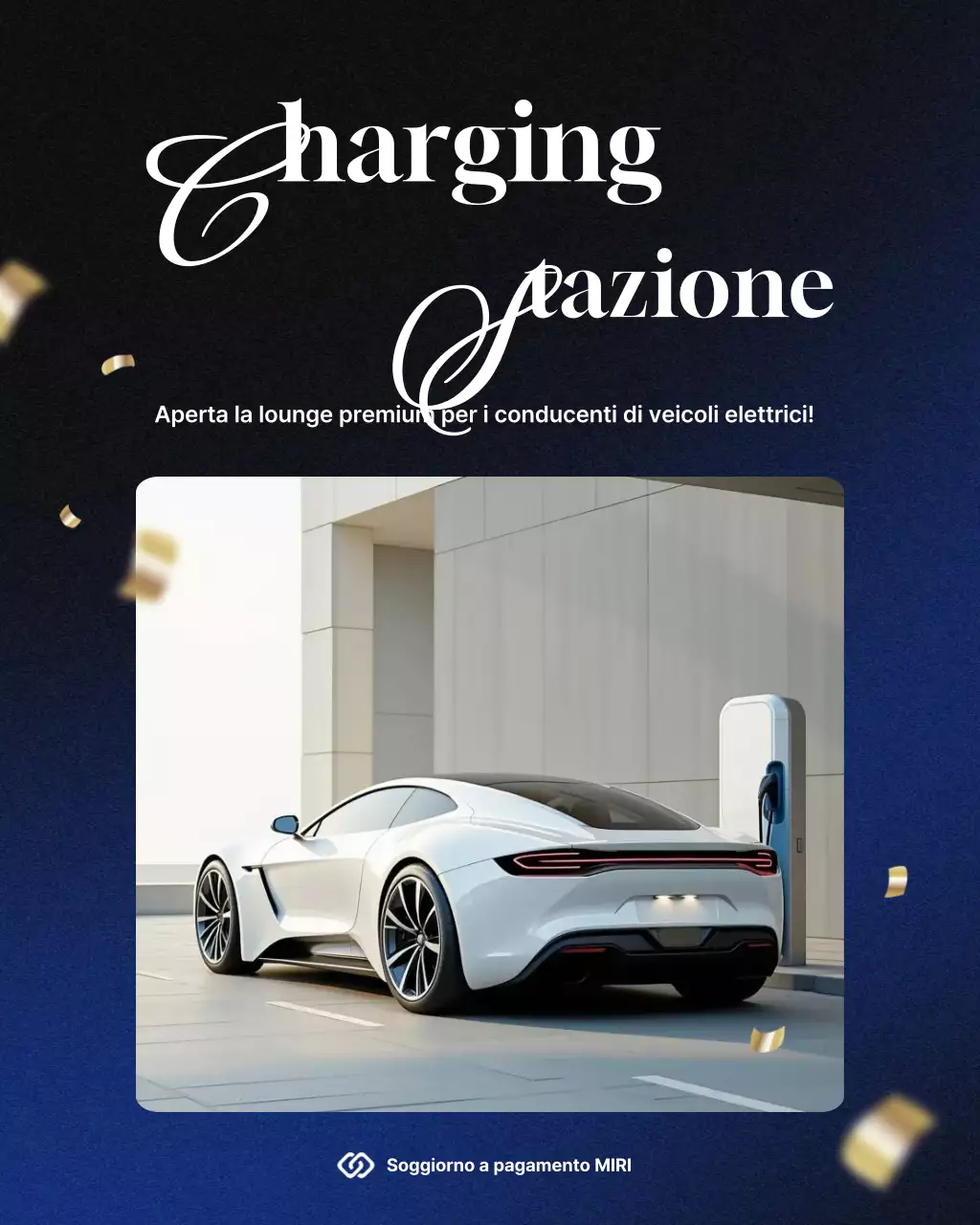 Promozione di una moderna stazione di ricarica per veicoli elettrici blu