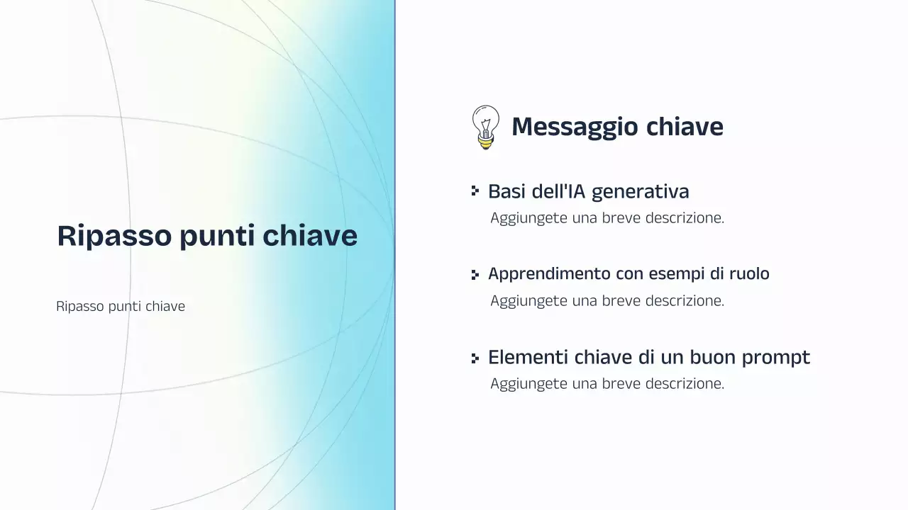 Presentazione della lezione sull'intelligenza artificiale blu e gialla