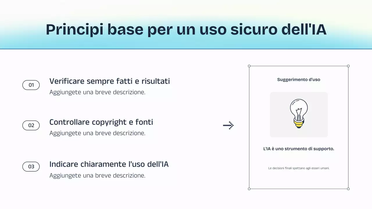 Presentazione della lezione sull'intelligenza artificiale blu e gialla