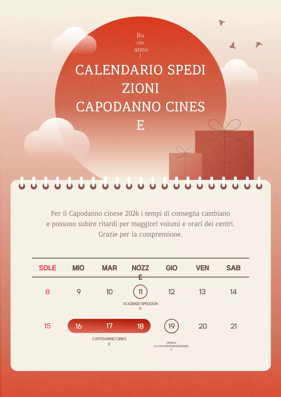 Promozione di Capodanno arancione, rosso, pulito e semplice