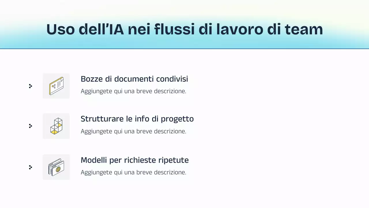 Presentazione della lezione sull'intelligenza artificiale blu e gialla