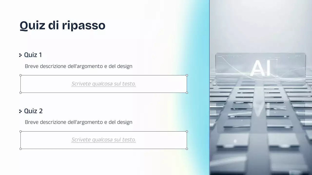 Presentazione della lezione sull'intelligenza artificiale blu e gialla