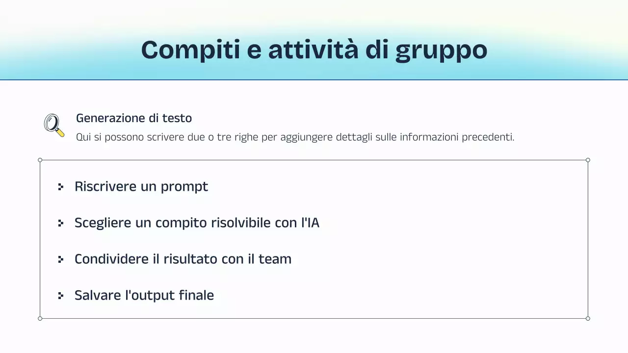 Presentazione della lezione sull'intelligenza artificiale blu e gialla