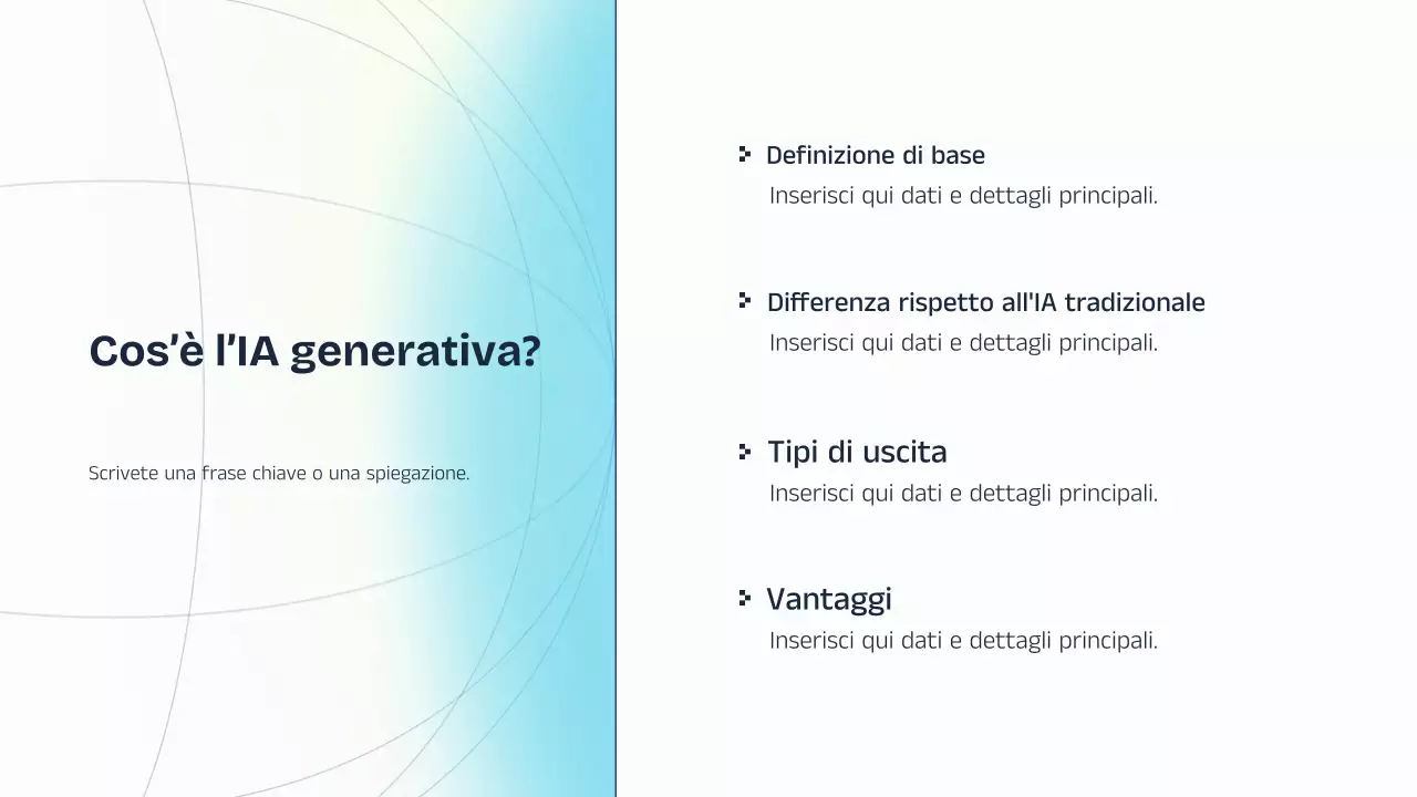 Presentazione della lezione sull'intelligenza artificiale blu e gialla