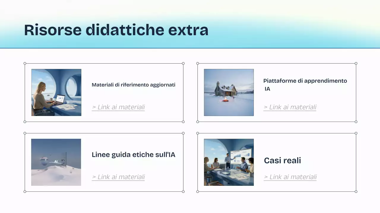 Presentazione della lezione sull'intelligenza artificiale blu e gialla