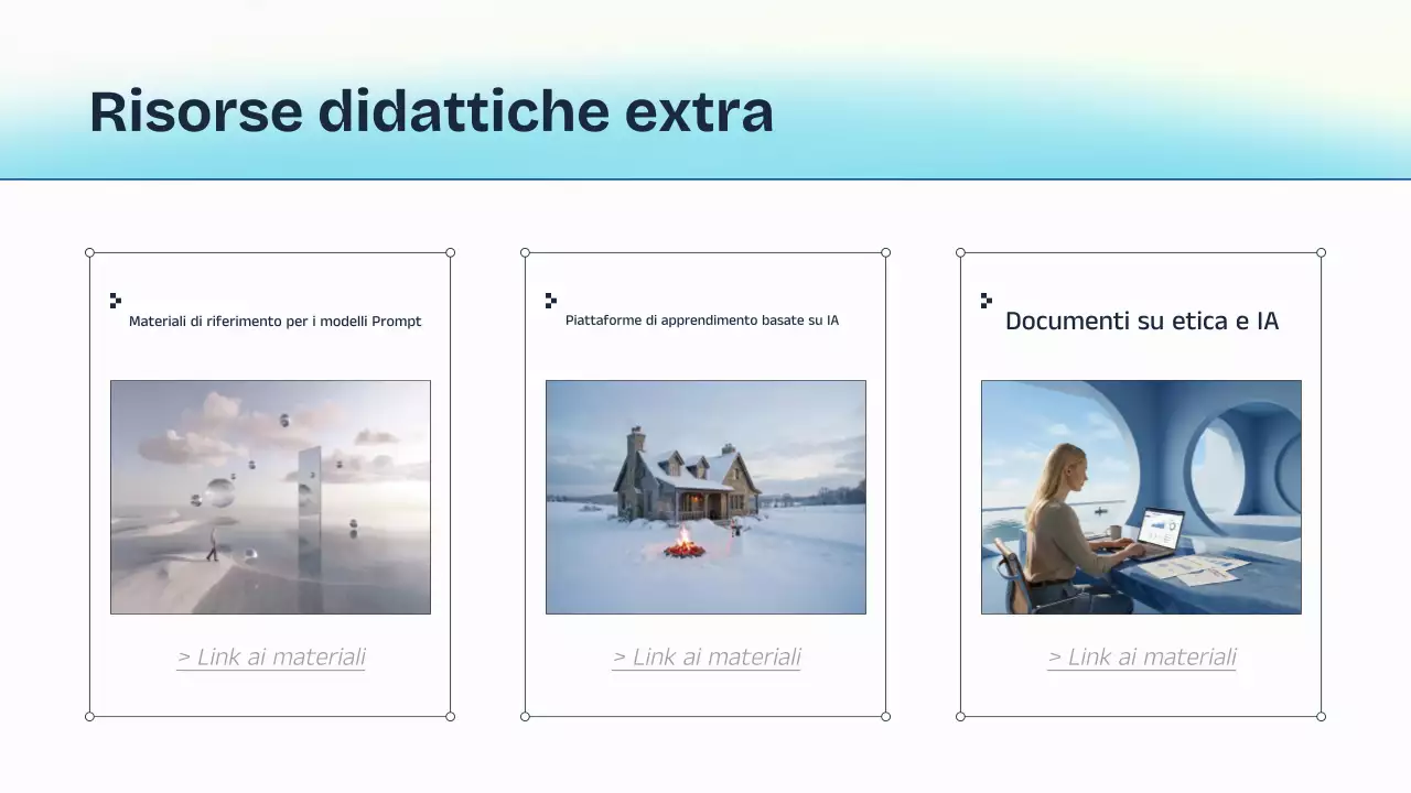 Presentazione della lezione sull'intelligenza artificiale blu e gialla
