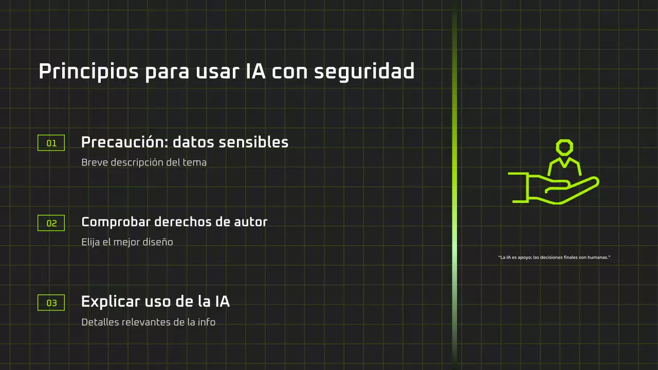 Presentación del curso de IA moderna en negro y verde
