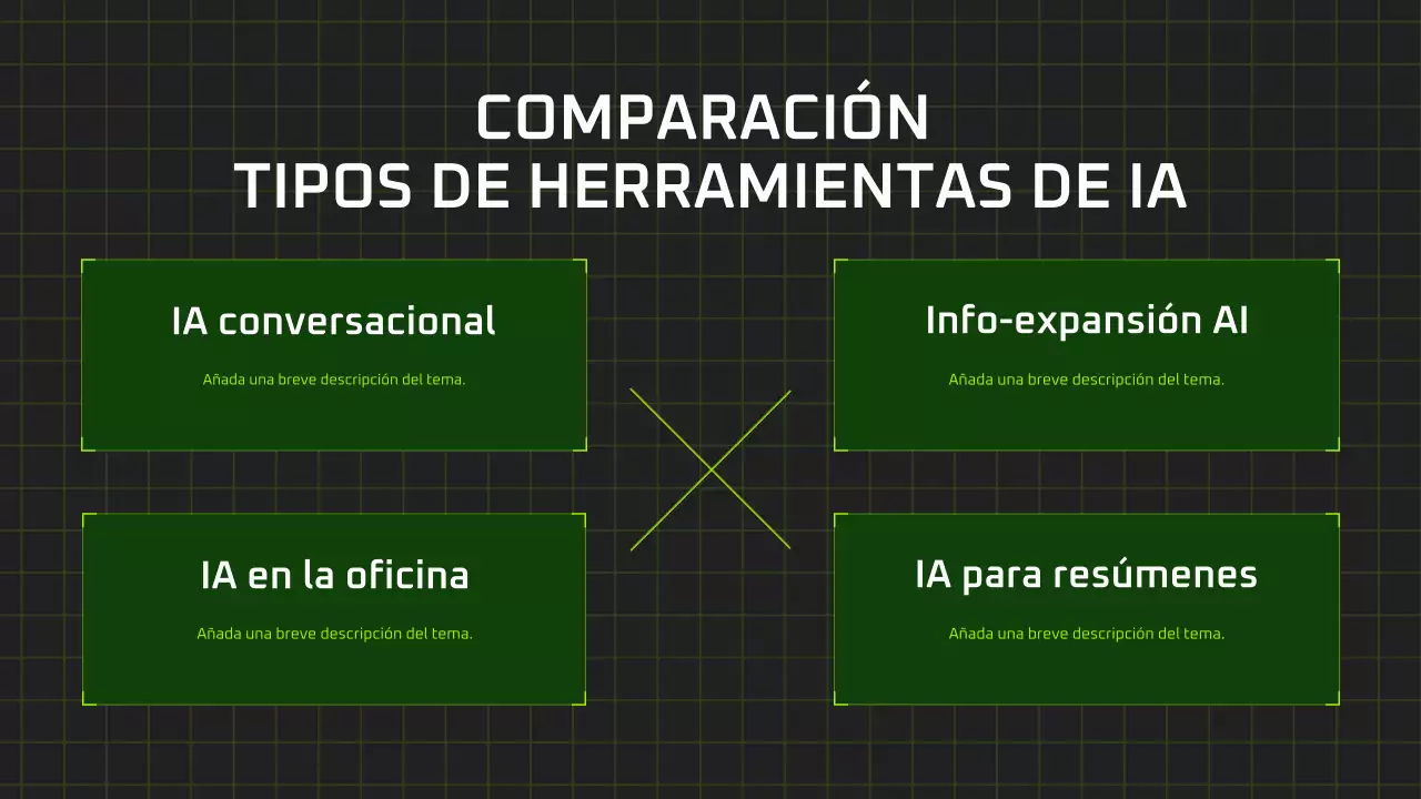 Presentación del curso de IA moderna en negro y verde
