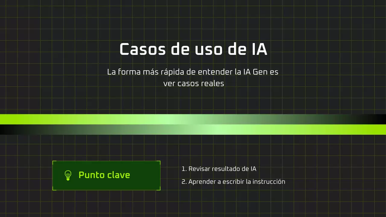 Presentación del curso de IA moderna en negro y verde