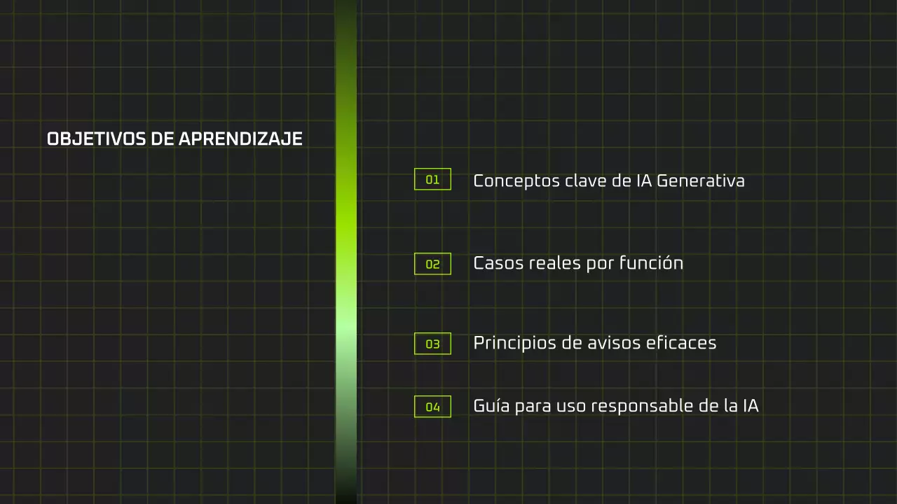 Presentación del curso de IA moderna en negro y verde