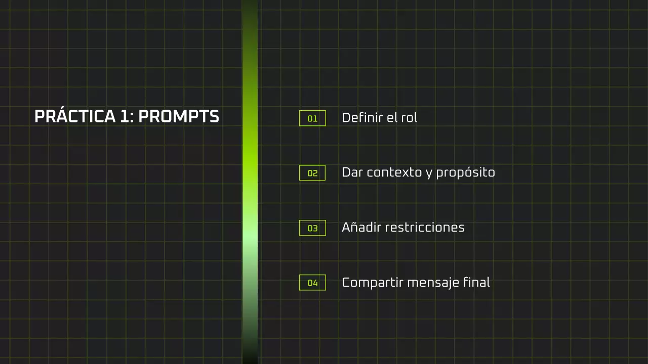 Presentación del curso de IA moderna en negro y verde