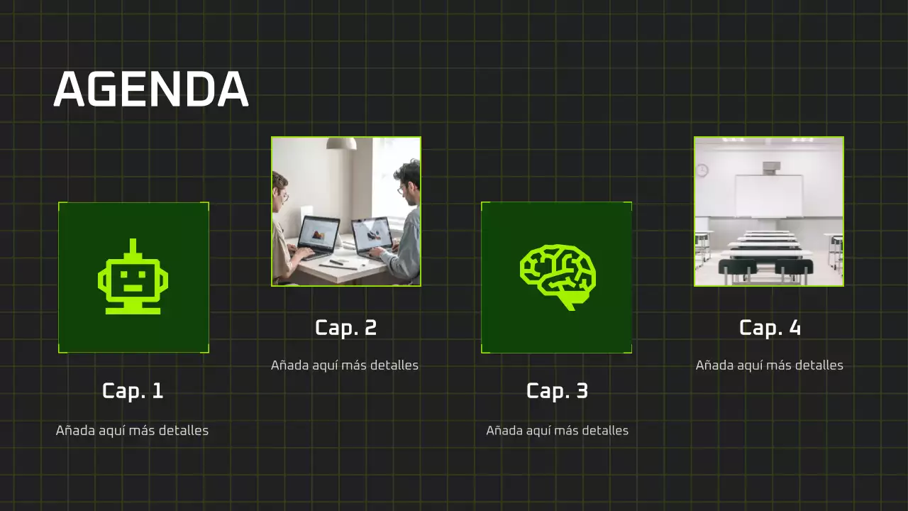 Presentación del curso de IA moderna en negro y verde