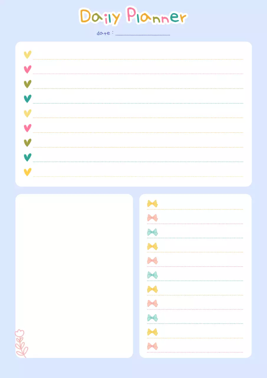 Cute pastel minimalist daily planner