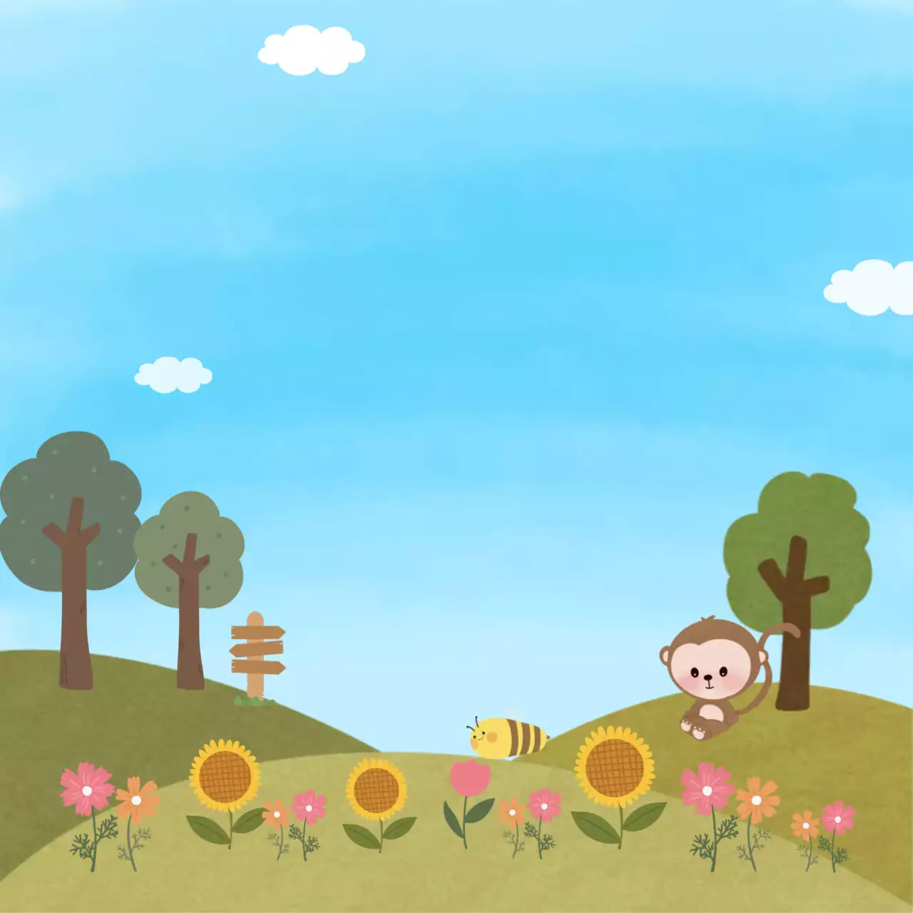 푸른 언덕 귀여운 기록 포토프레임