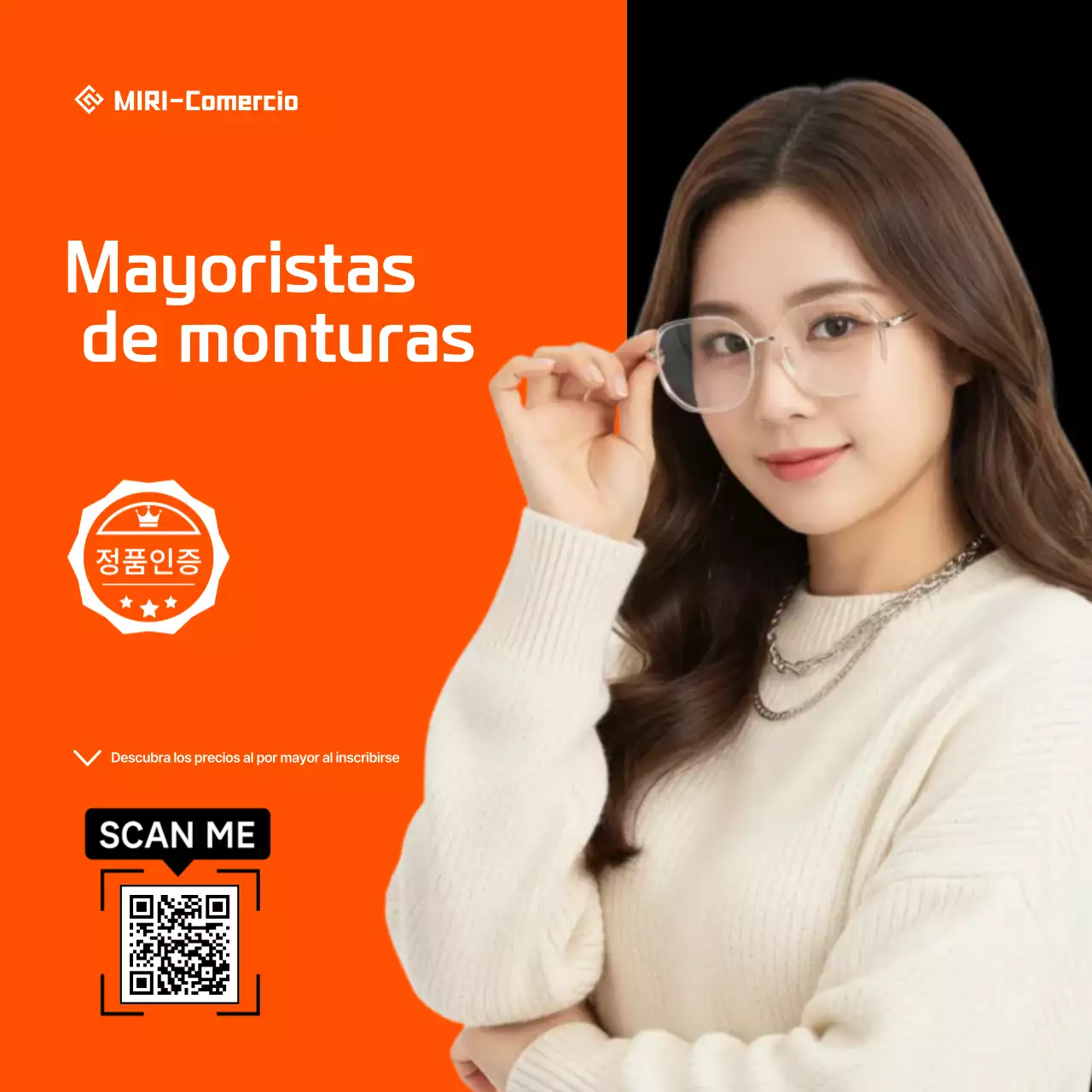 Anuncio de gafas modernas de color naranja