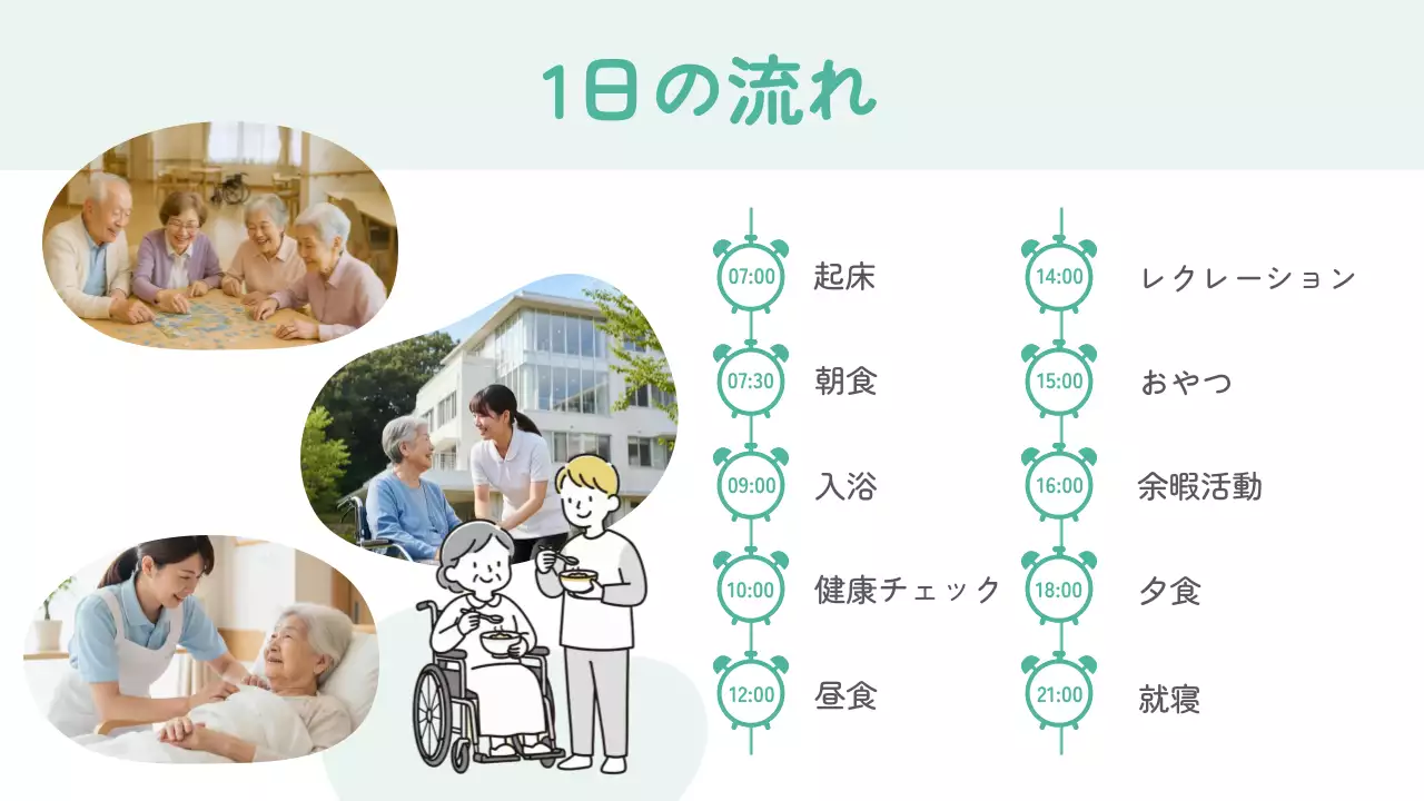 緑 白 シンプル イラスト 介護 医療 会社案内