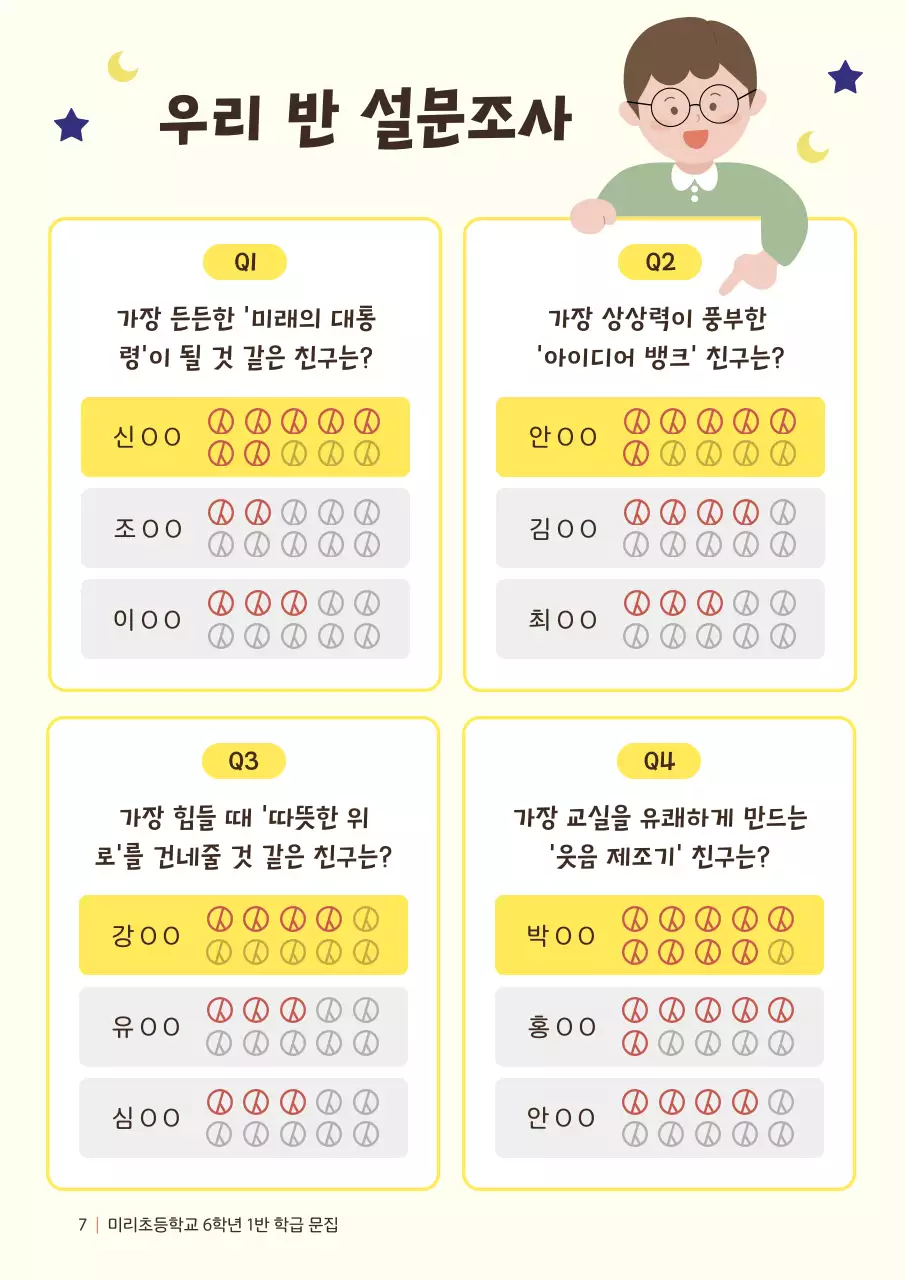 노랑 아기자기한 학교 말 문집 기획