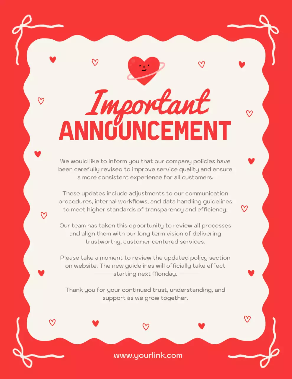 Red Modern Announcement Notice