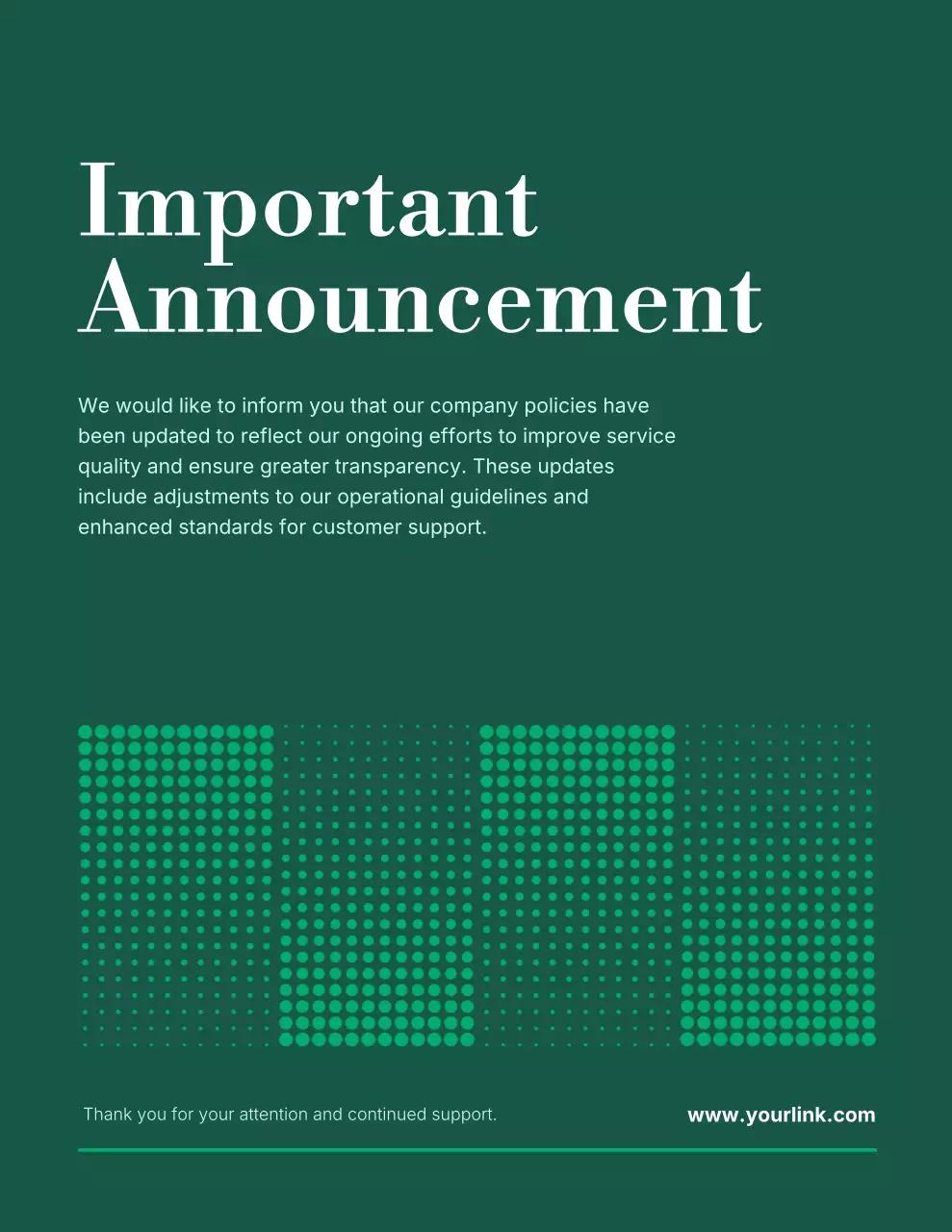 Green Modern Announcement Notice