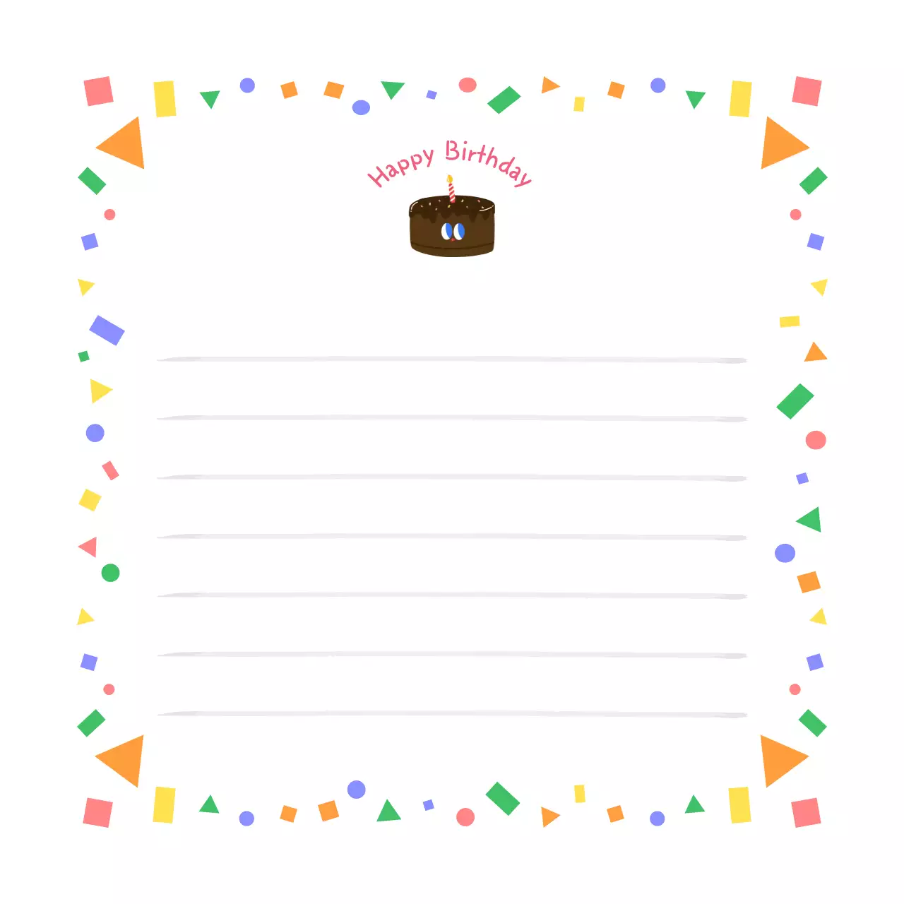 알록달록한 귀여운 케이크 생일 축하 인사