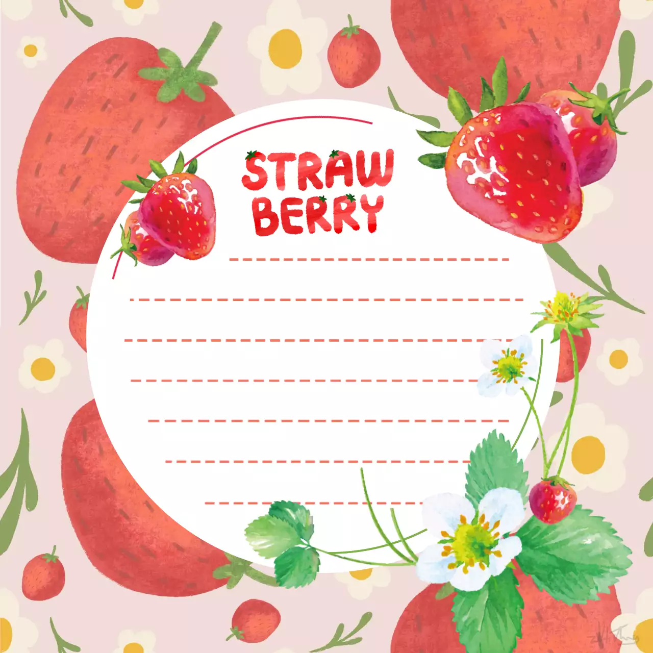 핑크 아기자기한 메모지 문구