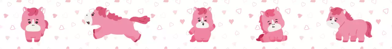 핑크 아기자기 말캐릭터 선물 포장용