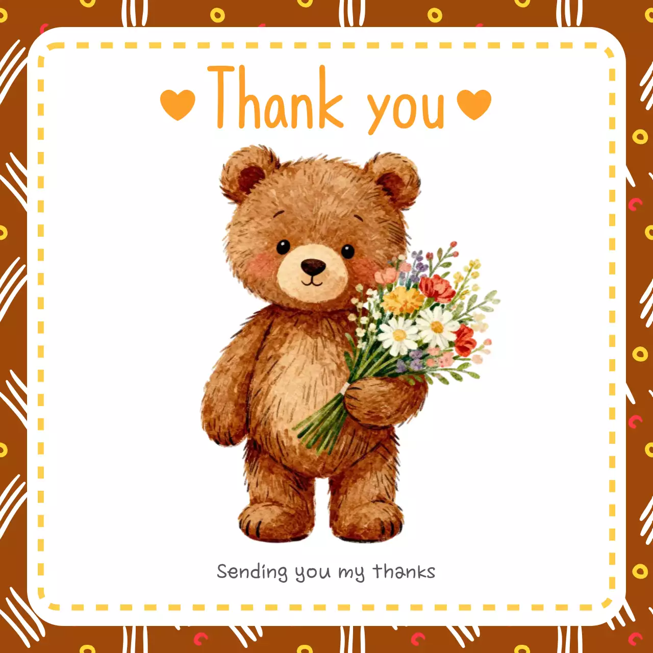 갈색 아기자기한 감사 인사