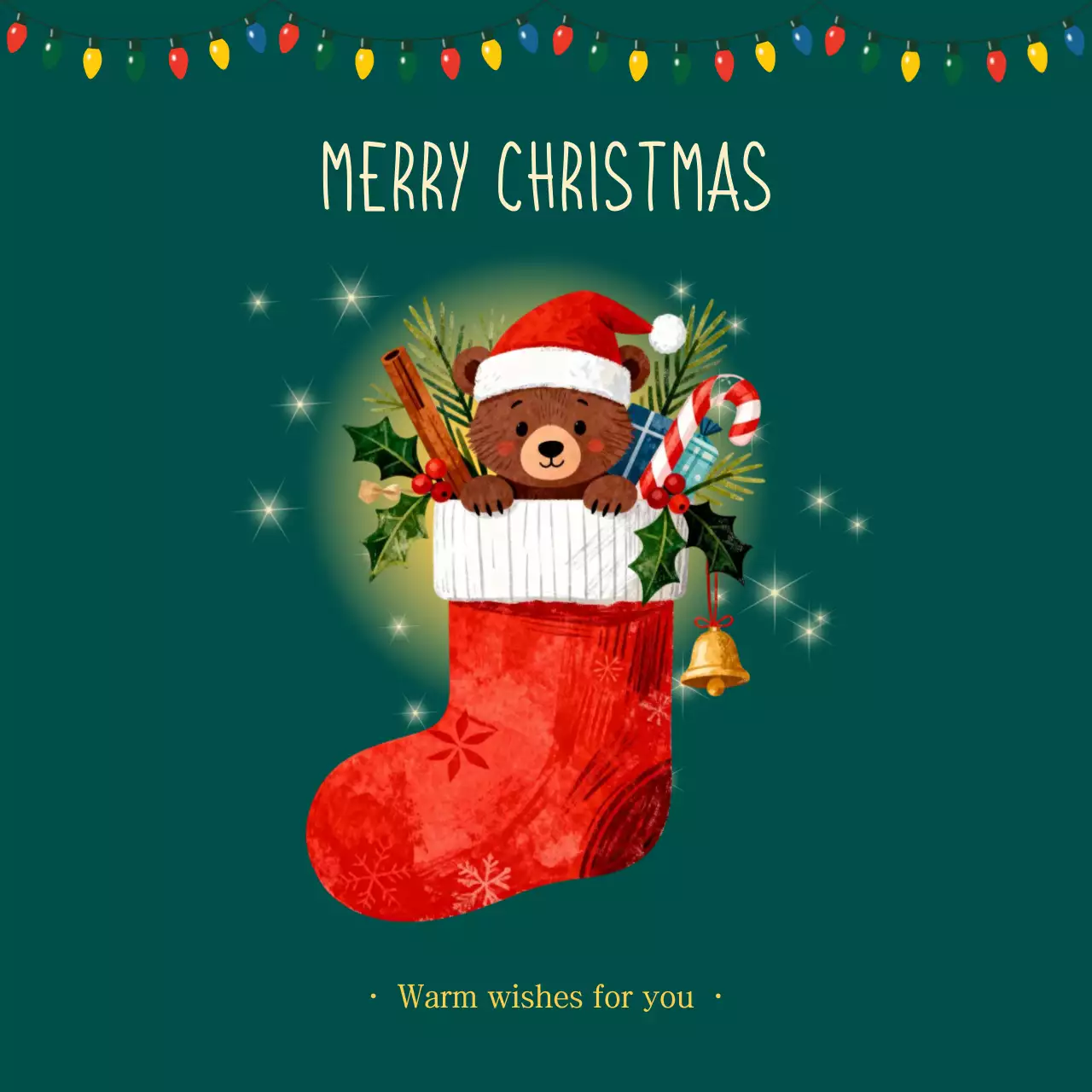 초록 아기자기한 크리스마스 엽서