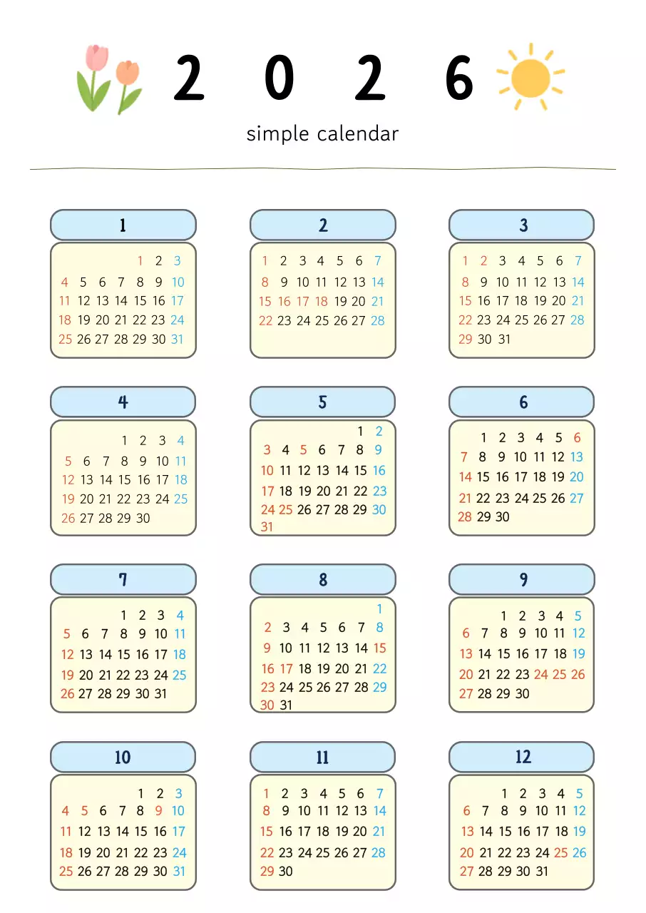 베이지 심플 달력 캘린더