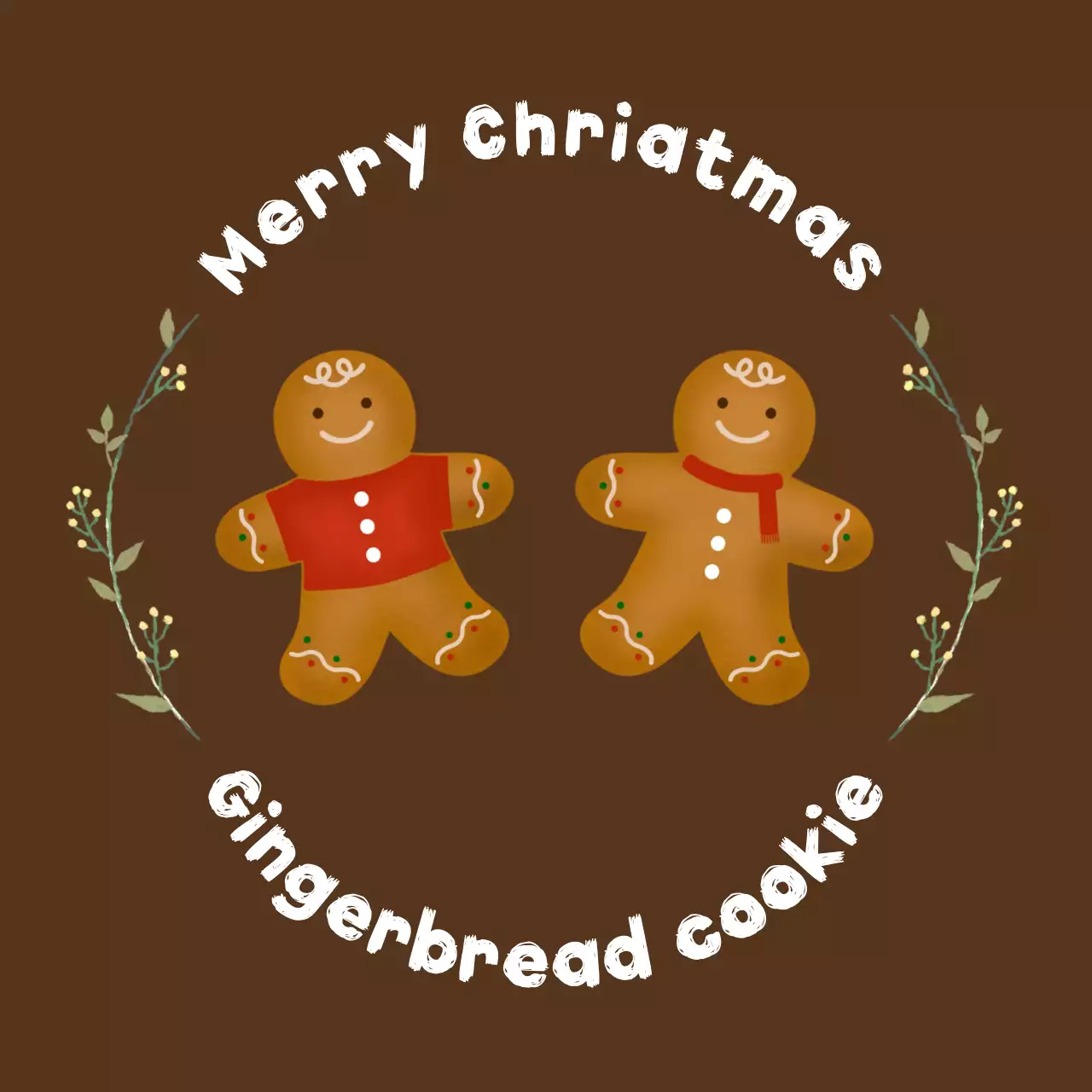 갈색 아기자기한 크리스마스 디저트 선물