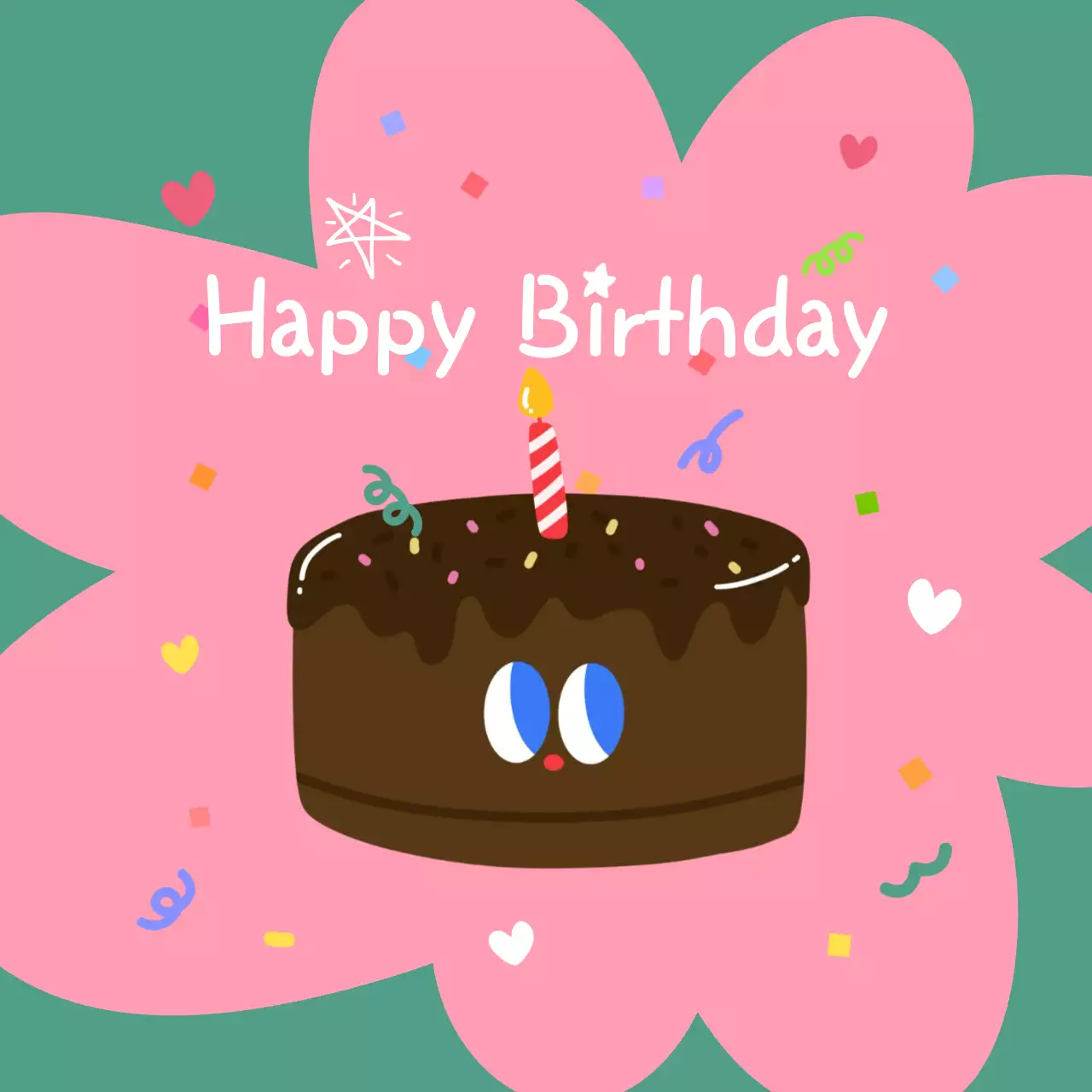 알록달록한 귀여운 케이크 생일 축하 인사