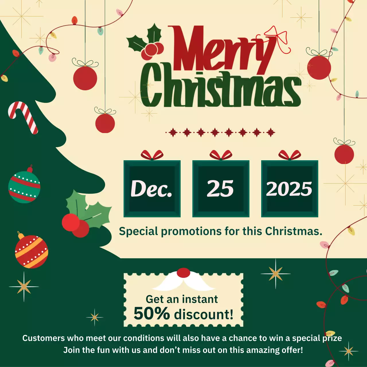 초록 빈티지 크리스마스 프로모션