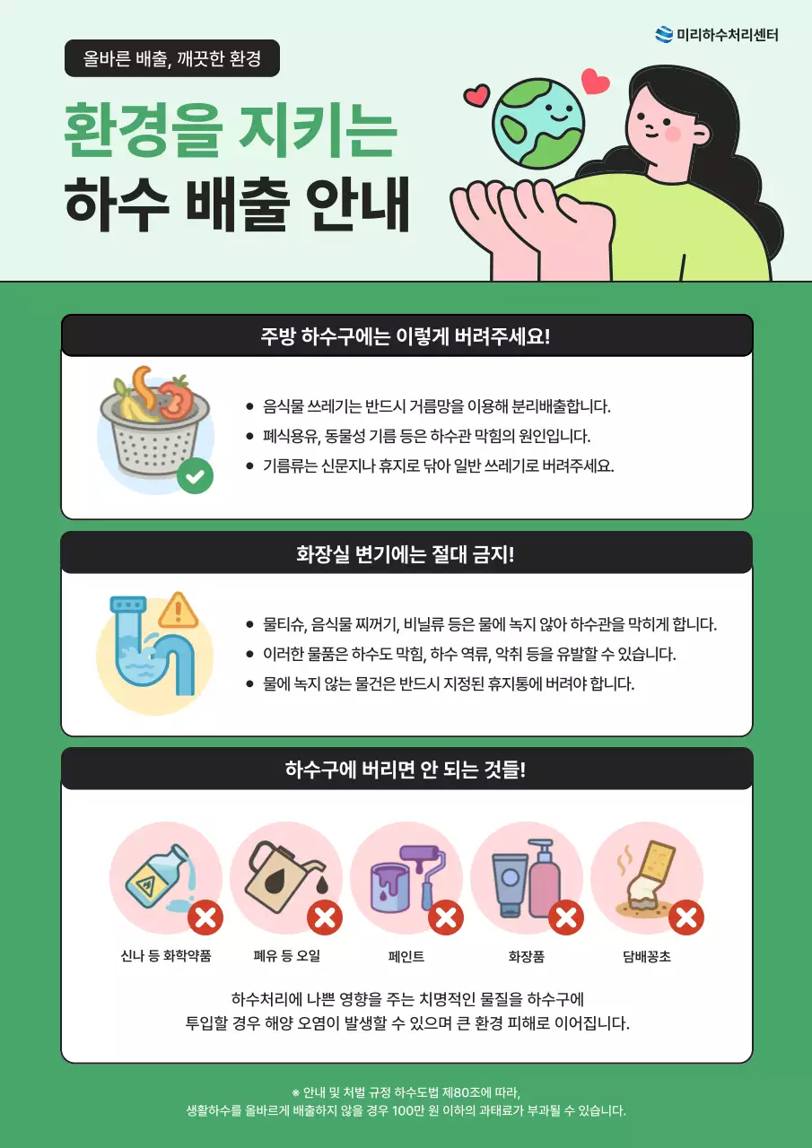 초록 깔끔 환경 보호 안내