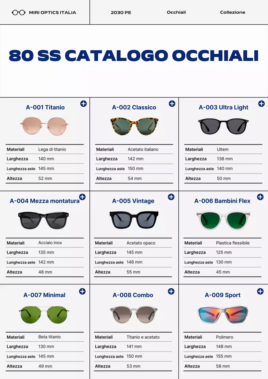 Catalogo occhiali moderni blu